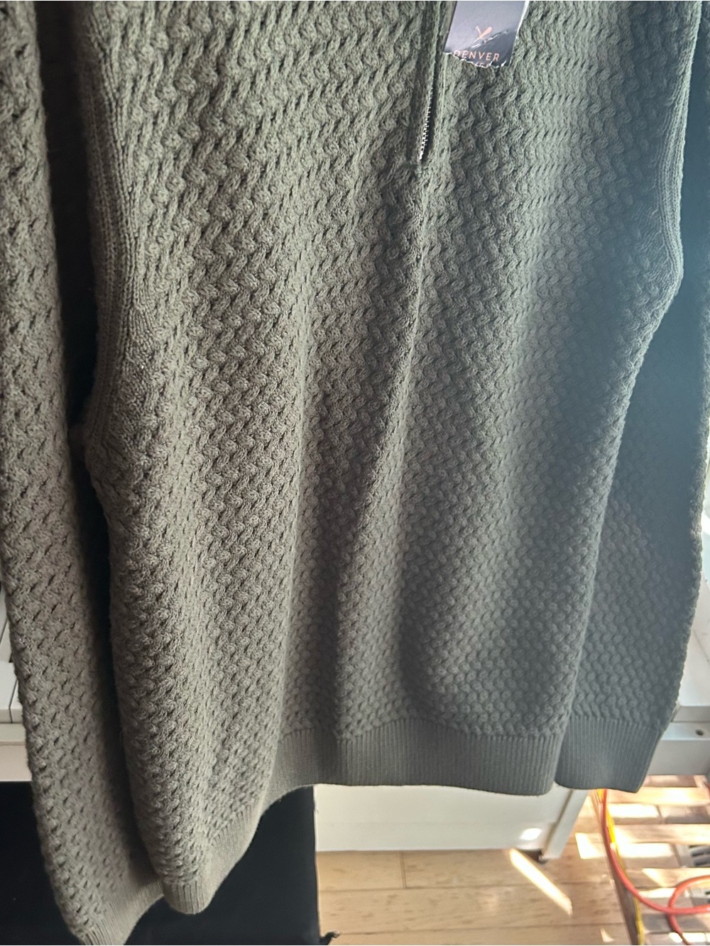 Denver Hayes Olive Green Textured Quarter Zip Sweater XL - Picture 8 of 12